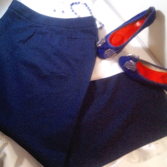 VINTAGE Jones New York Collection Platinum Petite Navy Slacks 10 P Like New - Picture 2 of 4